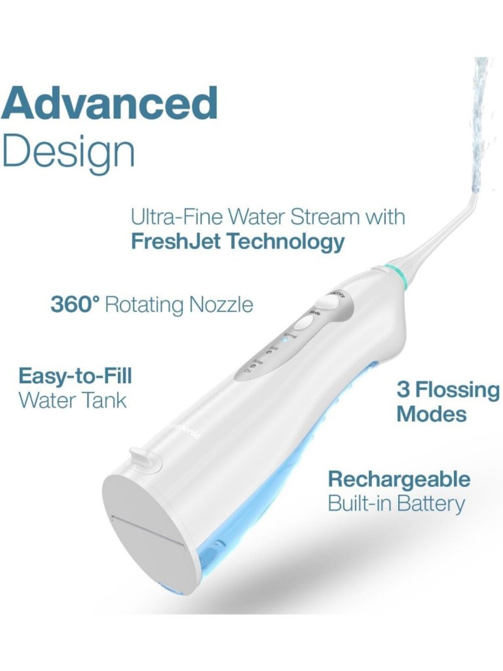 Cordless Rechargeable Water Flosser - Portable Waterproof Oral Irrigator with 5 - Picture 6 of 8